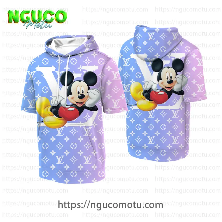 Louis vuitton and disney mickey mouse v2 hooded short sleeve t-shirt gift uninque for kid man women